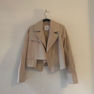 Cuyana Cropped Trench Jacket, Tan, Size XS